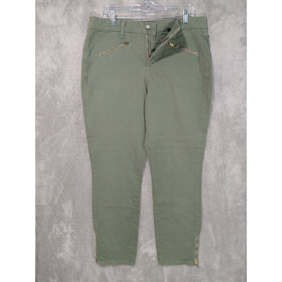 NYDJ Legging Womens 14 Green Jegging Zip Ankle Pockets Stretch High Rise - Picture 1 of 10